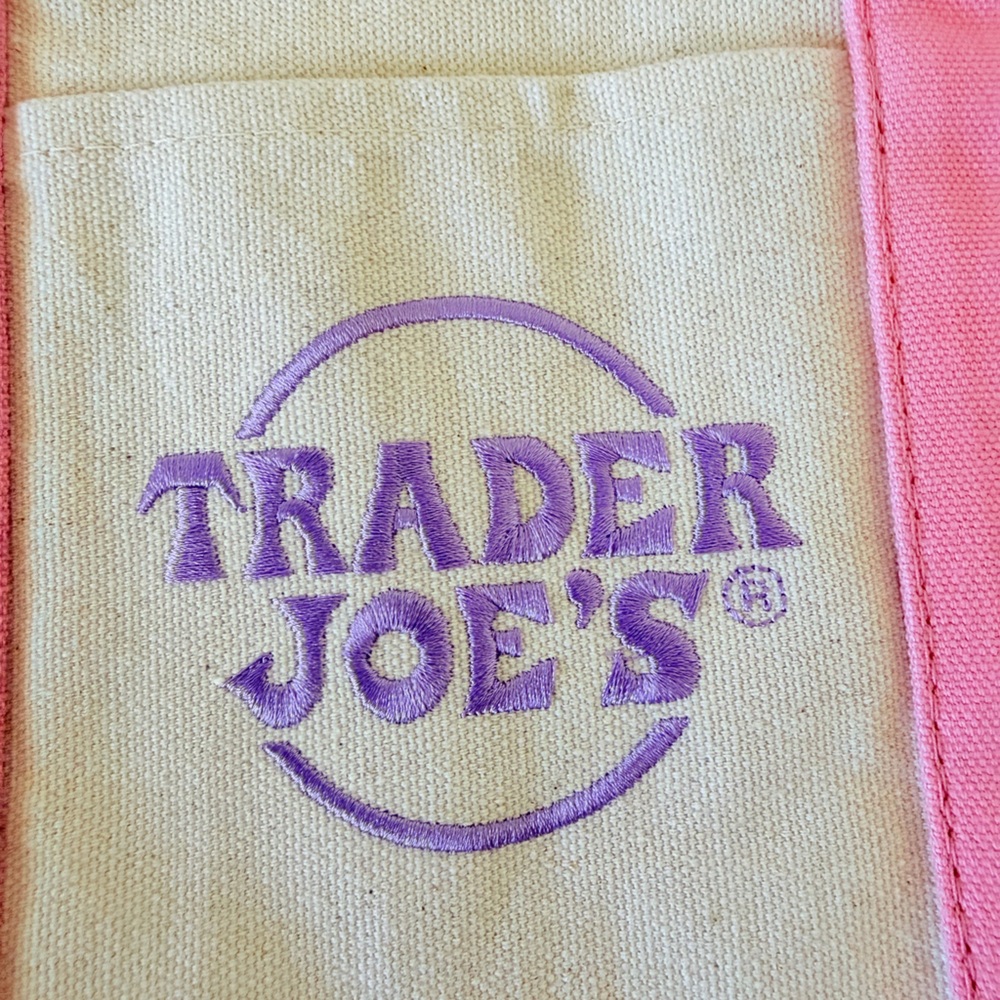 Set of 2 - Trader Joe's Mini Pastel Canvas Tote Bag - Purple Pink - Viral - Picture 3 of 8
